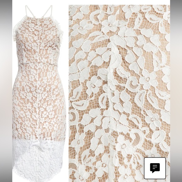 Lulu’s White Lace Dress w/ Nude Underlay; Size XL; NWT NEVER WORN - Picture 3 of 7